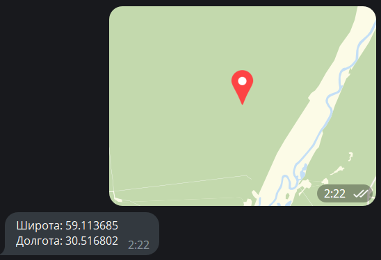 Бот отвечает на сообщение с геолокацией Бот отвечает на сообщение с геолокацией